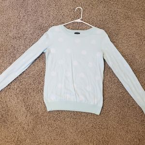 Lime green and white polka dot casual Express pullover